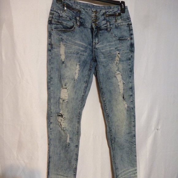 Harmony+ Havoc Denim - Harmony + Havoc Stretchy High-Waist Distressed Washed Jeans – Size 11